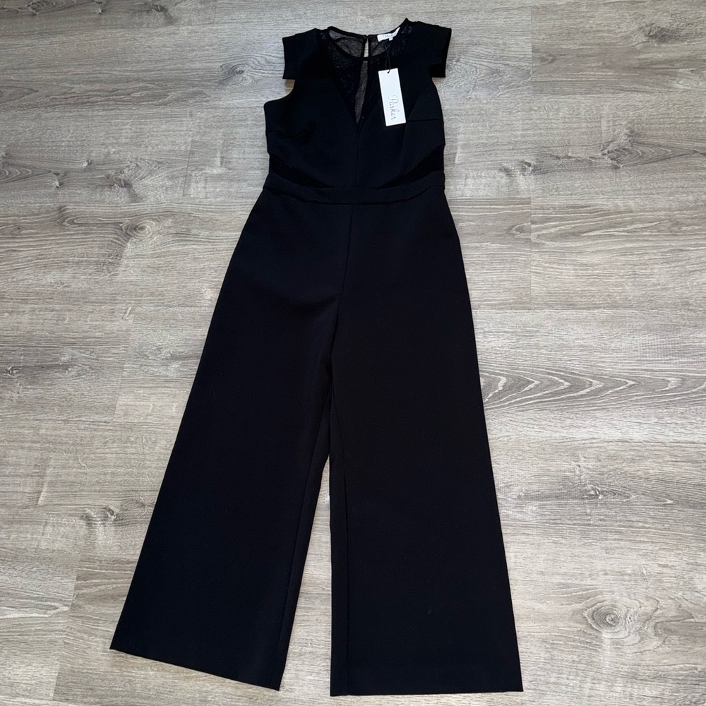 NWT PARKER BLACK LACE INSET CROPPED JUMPSUIT XS
